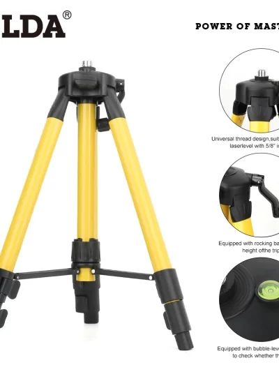 HILDA 1.2M/1.5M 5/8 Inch Adjustable Height Thick Ferroalloy Tripod Laser Level Stand Base for Self Leveling