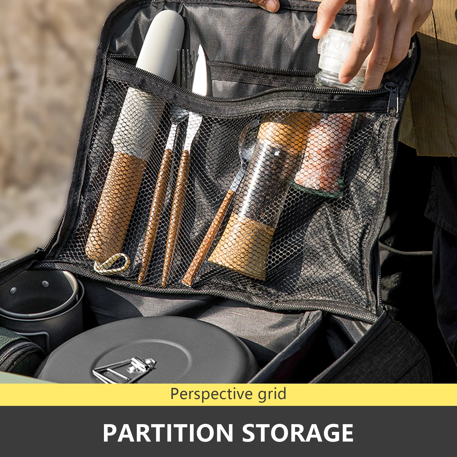 BISINNA Outdoor Camping Bag 26L Folding Gas Tank Storage Bag Picnic Cookwre Container Camp Supplies Adjustable Partition - Image 4