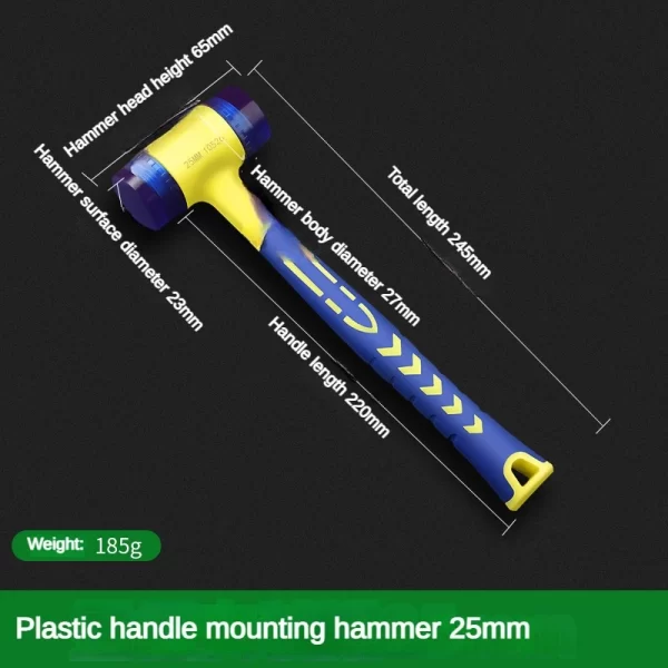 1 double headed installation hammer, 25mm to 45mm rubber hammer with rubber handle - Image 9