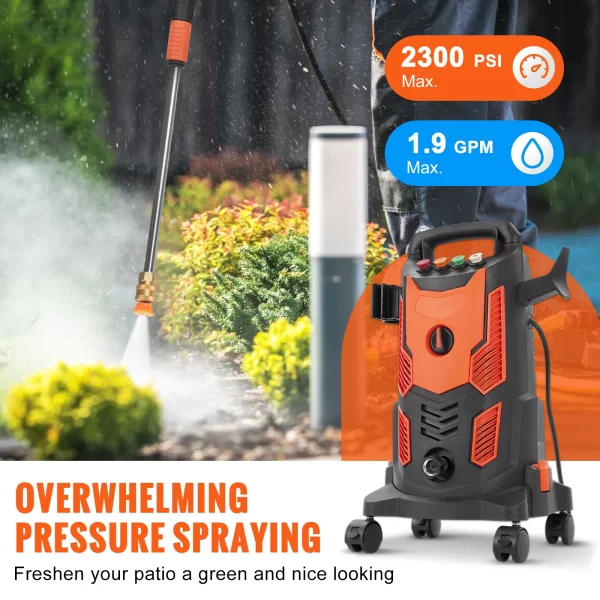 SucceBuy Electric Pressure Washer Power Washer Quick Connect Nozzles Foam Cannon Retractable Handle for Portable to Clean Patios - Image 2