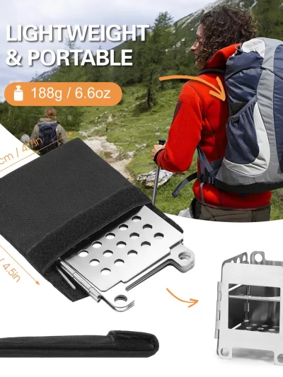 Portable Stainless Steel Lightweight Folding Wood Stove Mini Stove