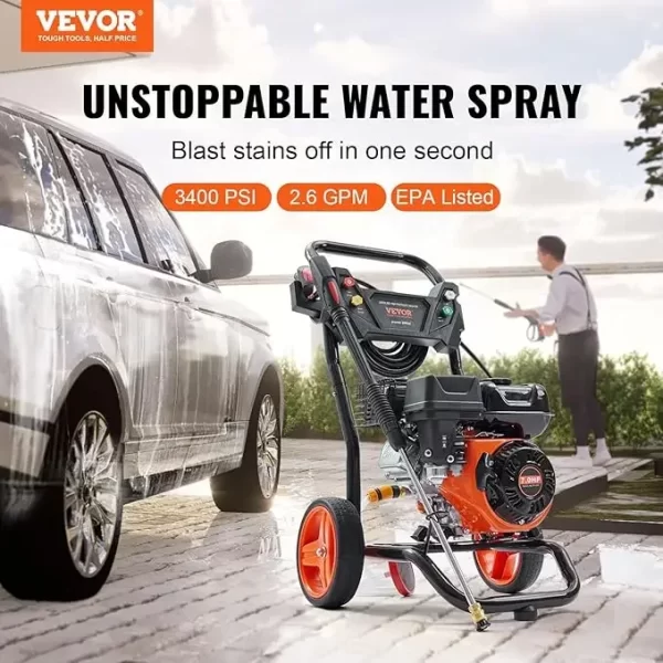Gas Powered Pressure Washer 3400 PSI 2.6 GPM, with Spray Gun and Extension Wand - Image 10