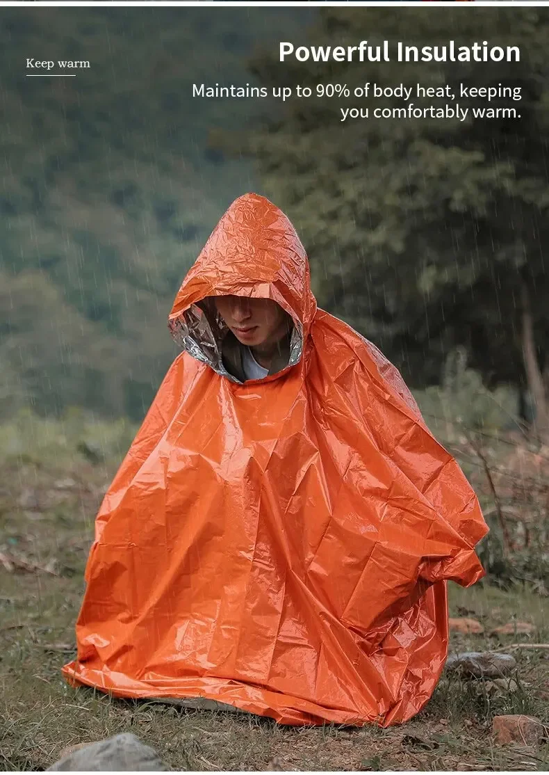 Emergency Raincoat Poncho Waterproof Rainwear Blanket Survival Camping Equipment - Image 13