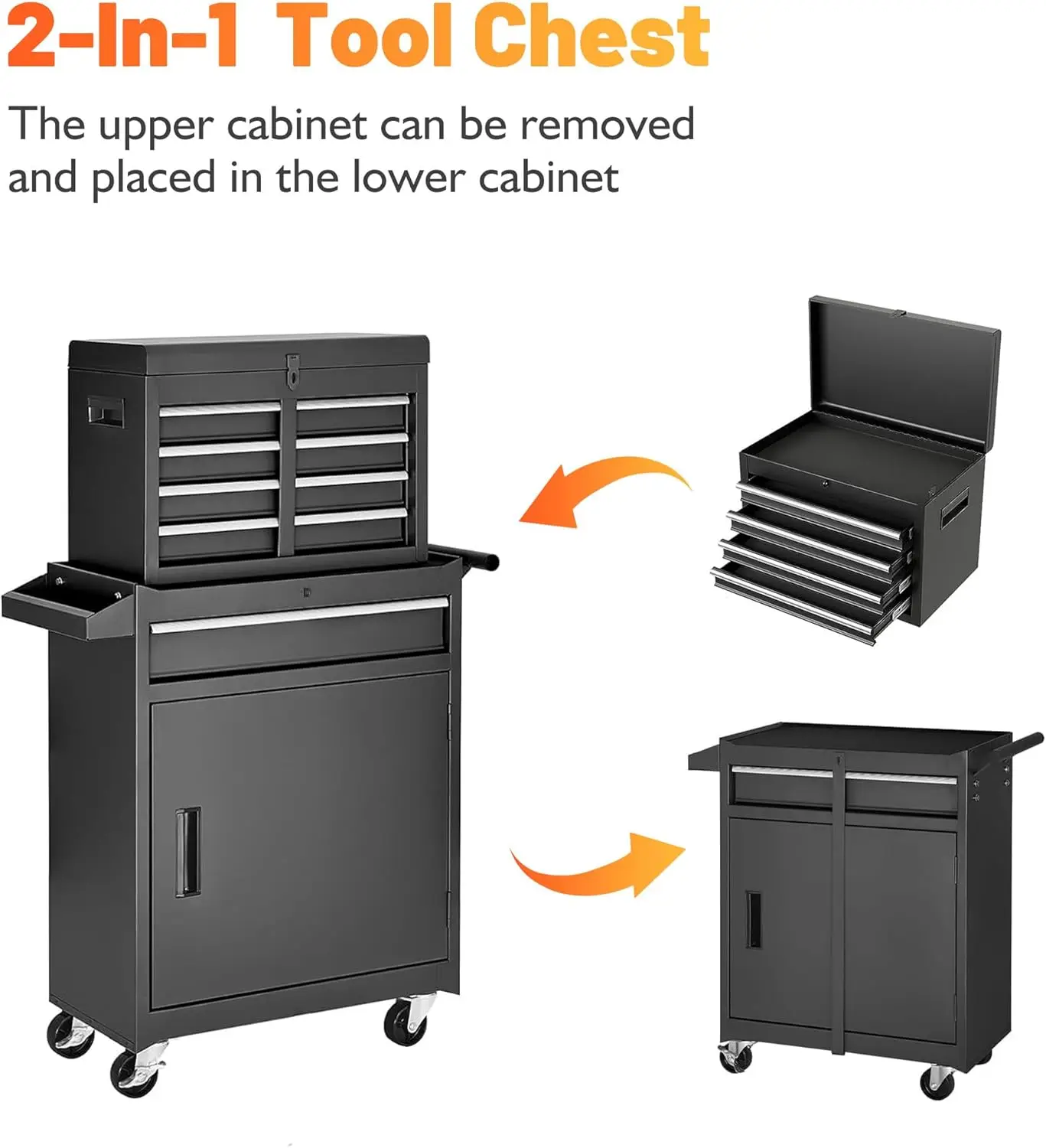 Roller cabinet with 5 drawers removable top box with inner lining adjustable shelf locking mechanism - Image 14