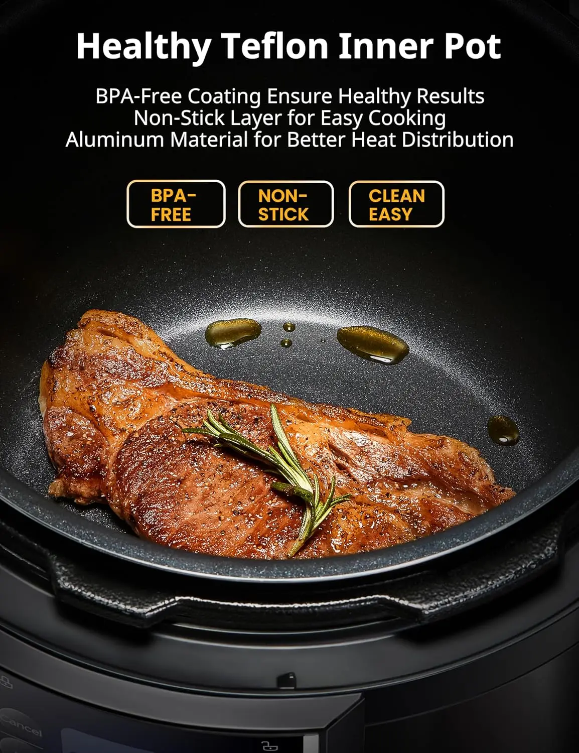 9-in-1 Electric Pressure Cooker, 14 Presets Instant Multi Cooker Olla de Presion Non-Stick Pot - Image 3