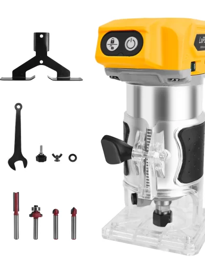 Cordless Wood Router 800W 30000RPM Brushless Electric Trimmer Woodworking Trimming Machine for Dewalt 20V Battery (No Battery)