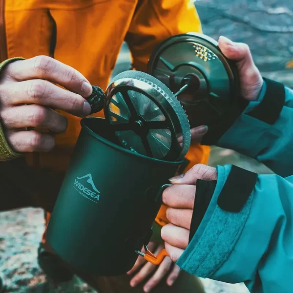 Widesea Camping Coffee Pot with French Press Outdoor Cup Mug Cookware