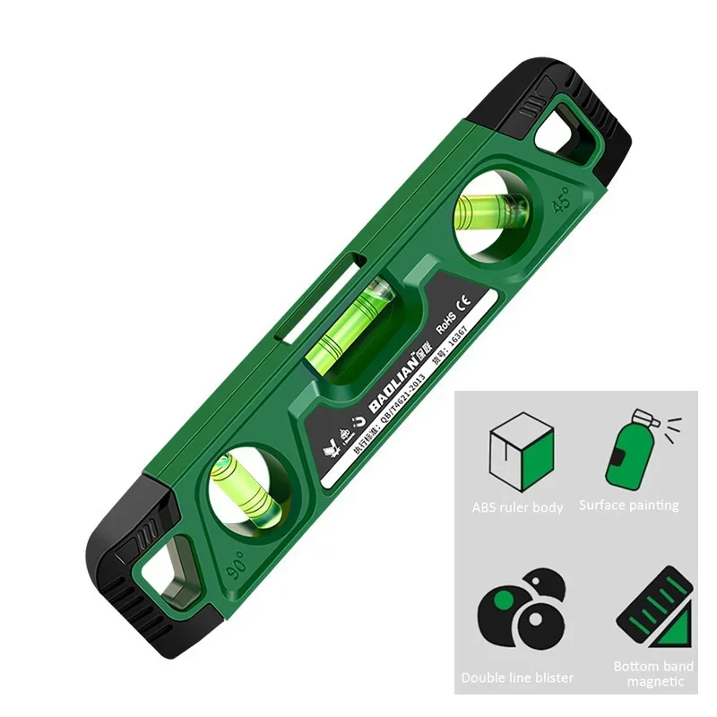 225MM Three Bubble Level Ruler High Precision Spirit Level Magnetic Lever Angle Gauge Finder - Image 7