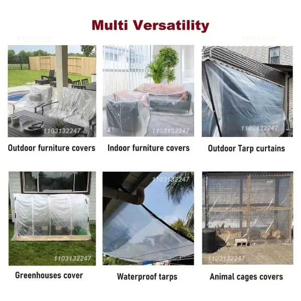 Thicken Transparent Waterproof Tarpaulin Garden Rainproof Clear Poly Tarp Plant Cover Insulation Shed Cloth with Grommets - Image 13