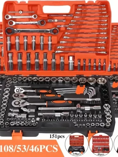 53pcs Ultimate Auto Mechanic Tool Kit - Premium Ratchet Torque Wrench Diverse Screwdriver Set