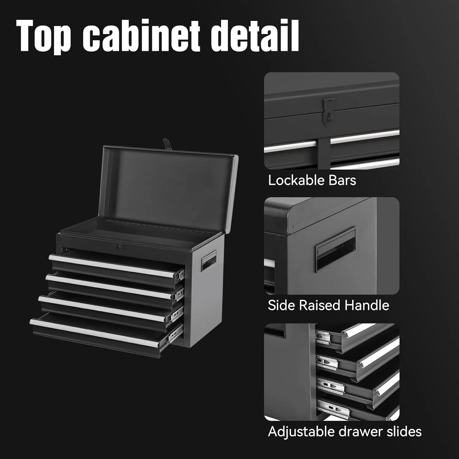 Roller cabinet with 5 drawers removable top box with inner lining adjustable shelf locking mechanism - Image 3