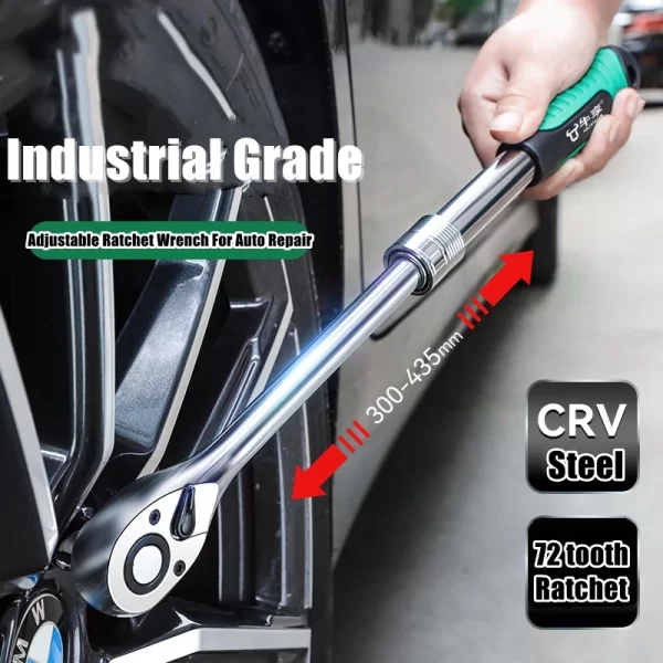 Telescopic Socket Ratchet Wrench for Automotive Repair Adjustable Head
