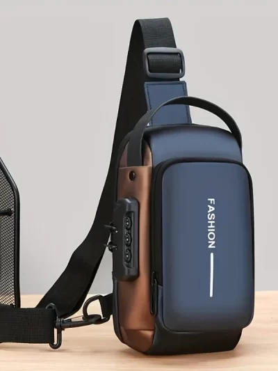 Durable Oxford Fabric Men's Sling Bag - Stylish Motorcycle Crossbody Chest Pack with Phone Pocket