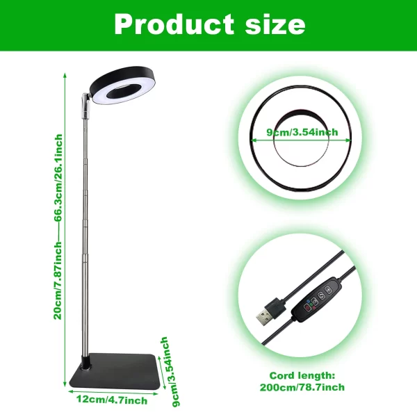 Three color with base plant light Full spectrum LED indoor plant growth light 3/9/12 timing height adjustable 10 levels dimming - Image 5