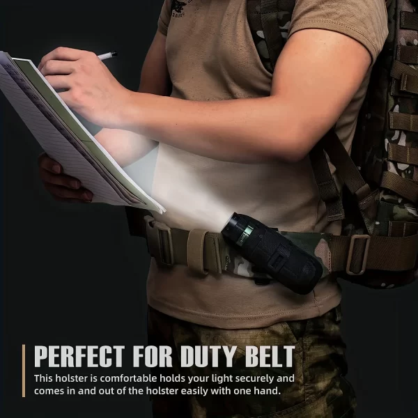 Tactical Flashlight Pouch Holster, Rotatable Holder Belt Clip Tactical Torch Carry Case - Image 7