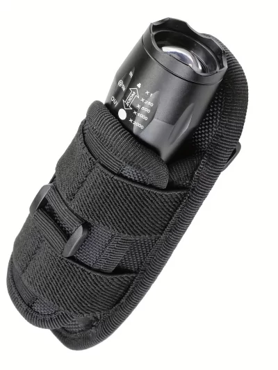 Tactical Flashlight Pouch Holster, Rotatable Holder Belt Clip Tactical Torch Carry Case