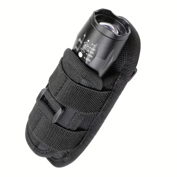 Tactical Flashlight Pouch Holster, Rotatable Holder Belt Clip Tactical Torch Carry Case