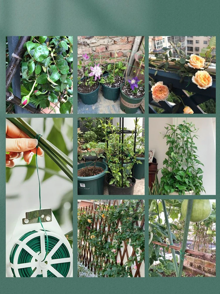 1 Roll/100M Multifunctional Plastic Steel Twist Tie Sturdy Reusable Garden Flower Plant Support Strap Tie - Image 18