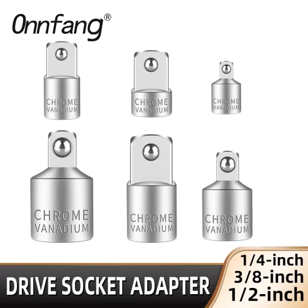 Onnfang Socket Adapter Drive Head Ratchet Wrench 1/2 3/8 1/4 CR-V Chrome Vanadium Steel