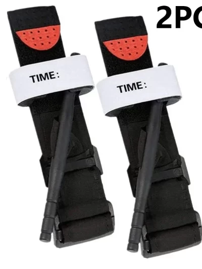 2PCS Tactical Medical Tourniquet for Outdoor Exploration Combat Application Red Tip Medical Emergency Belt Aid