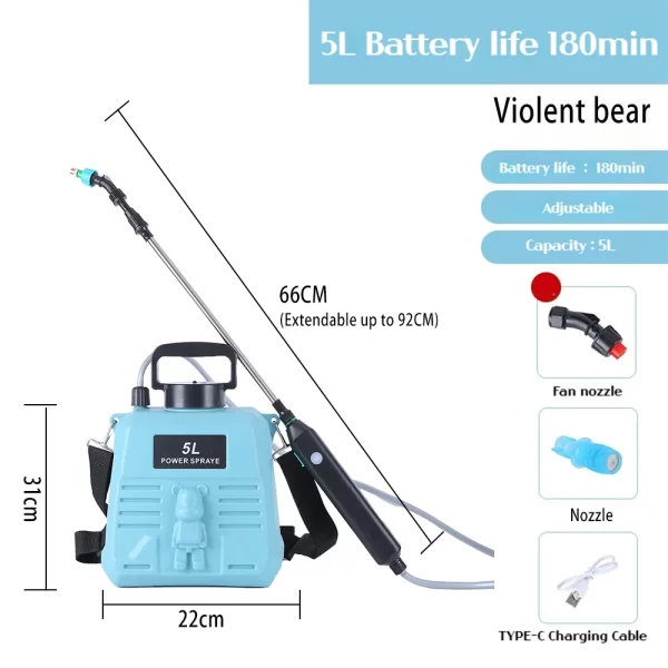 Shoulder-type electric pesticide sprayer 2000mAh lithium battery comes with bucket USB charging - Image 7