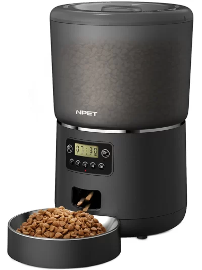 NPET 4L Automatic smart pet feeder for cats dogs multiple pets with stainless steel bowl
