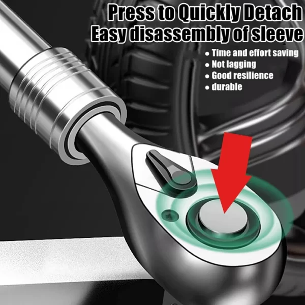 Telescopic Socket Ratchet Wrench for Automotive Repair Adjustable Head - Image 3