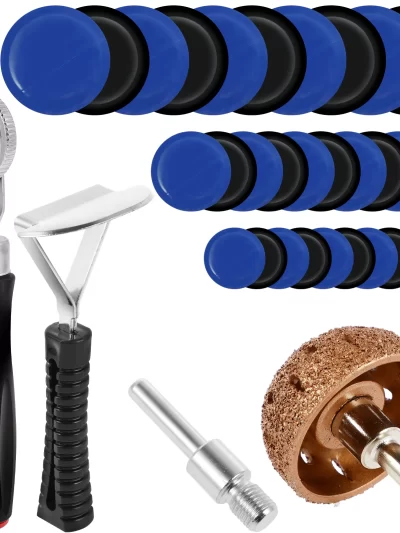 Tire Repair Patch Tools Kit Tire Patch Roller with Tire Wheel Repair Grinding Head Buffing Wheel for Air Tire Buffer Repair Tool