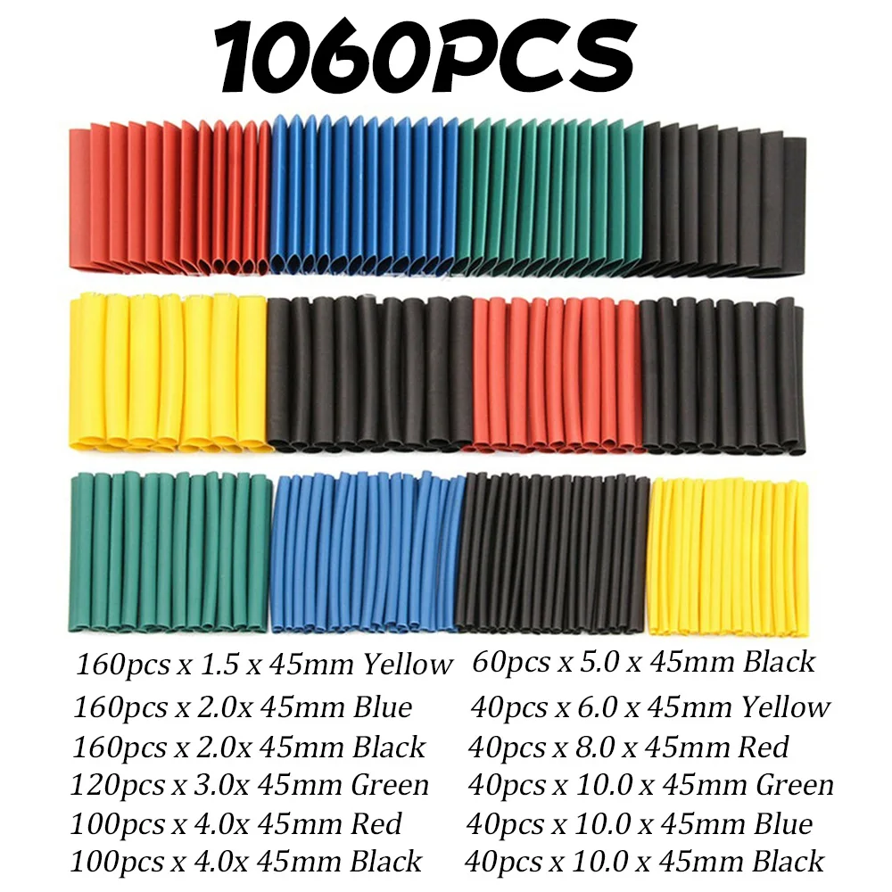1060/530/127PCS Heat Shrink Tubing kit 2:1 Shrinkable Wire Shrinking Wrap Wire Connect Cover - Image 14