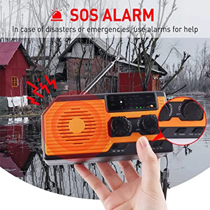 LOTOTG Portable Emergency Solar Power Radio Hand Crank Charging AM/FM Weather Radio Led Reading Flashlight Bank Phone Charger - Image 15