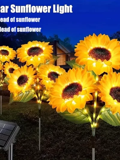 Outdoor Solar Simulation Sunflower Light 1/3 Heads Waterproof Lawn Lights Landscape Lamp