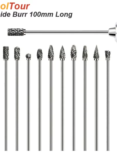 Extra Long 100mm Rotary Rasp File Carving Grinder Abrasive Tools Carbide Burr Alloy Bits