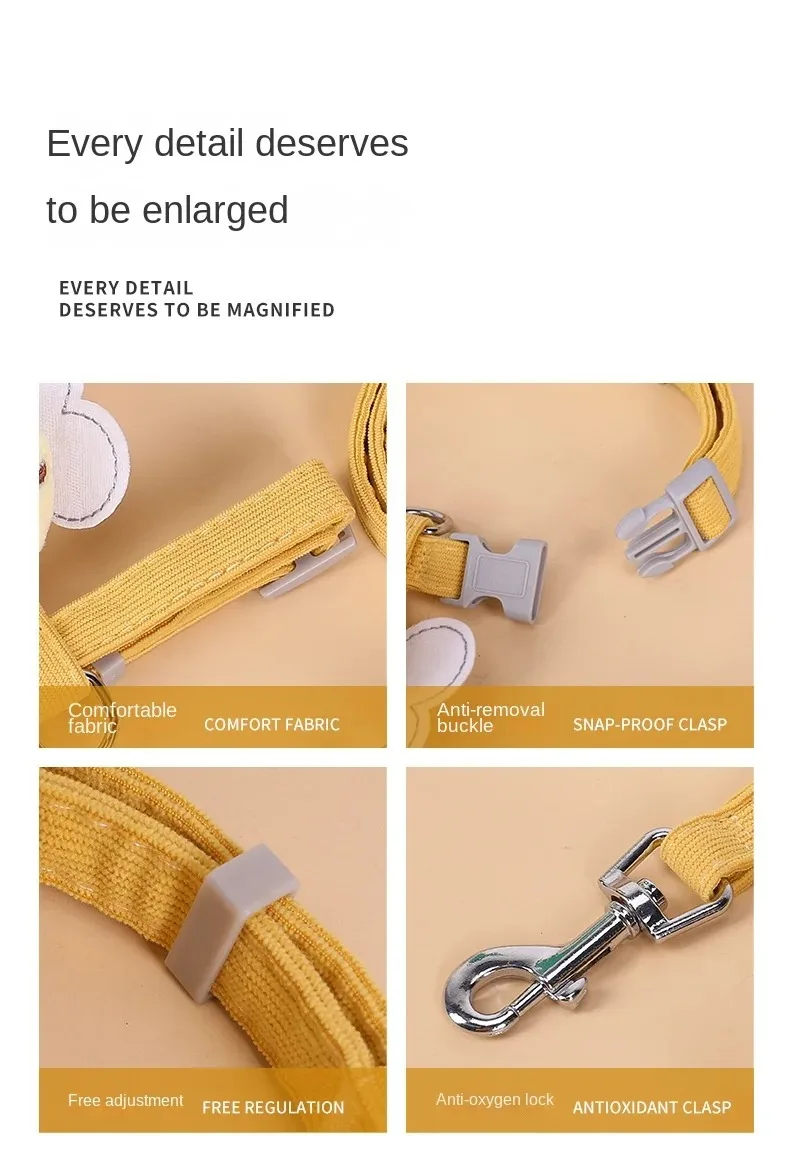 Cat Harness Leash Collar Set Adjustable Cartoon Bee Double Layer Dog Harness for Small Medium Pet Collar Leash - Image 16