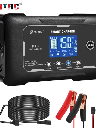 HTRC 12V-24V 35A/25A/20A/15A/10A Car Battery Charger LCD Automatic Pulse Repair Charge for Lifepo4 AGM Lead-Acid Lithium Batteri