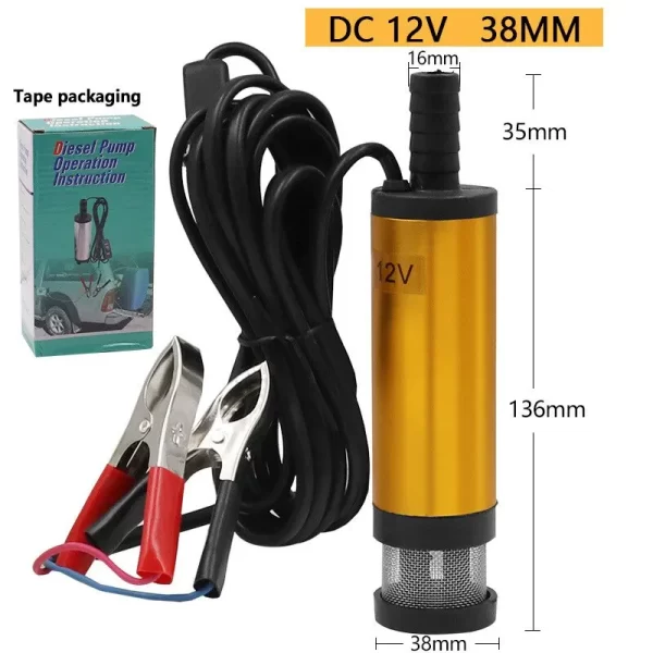 Portable Mini 12V 24V DC Electric Submersible Pump For Pumping Diesel Oil Water Aluminum Alloy Shell 12L/min Fuel Transfer Pump - Image 6