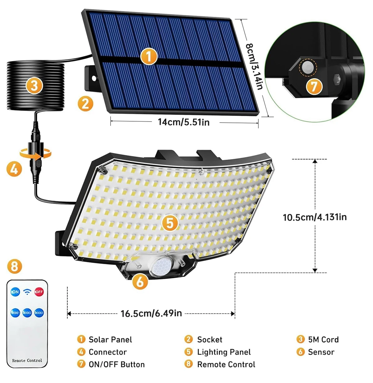 Solar Lights Outdoor 234LED 3 Modes Motion Sensor Flood Lights with Remote - Image 14