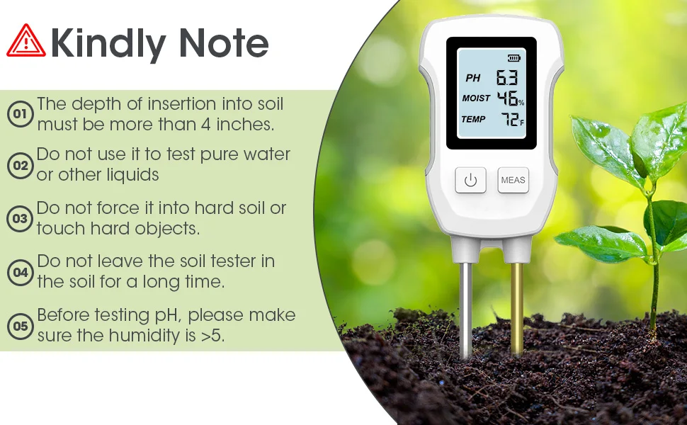 3 in 1 Digital LCD Soil Meter PH/Moisture/Temperature Soil Tester with Backlight for House Plants - Image 12