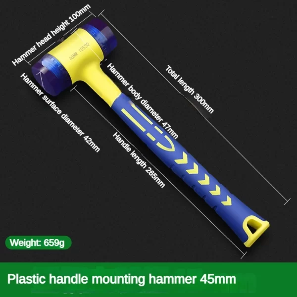 1 double headed installation hammer, 25mm to 45mm rubber hammer with rubber handle - Image 11