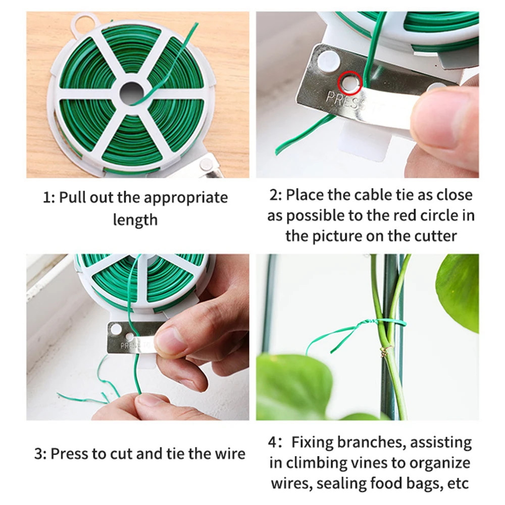 1 Roll/100M Multifunctional Plastic Steel Twist Tie Sturdy Reusable Garden Flower Plant Support Strap Tie - Image 6