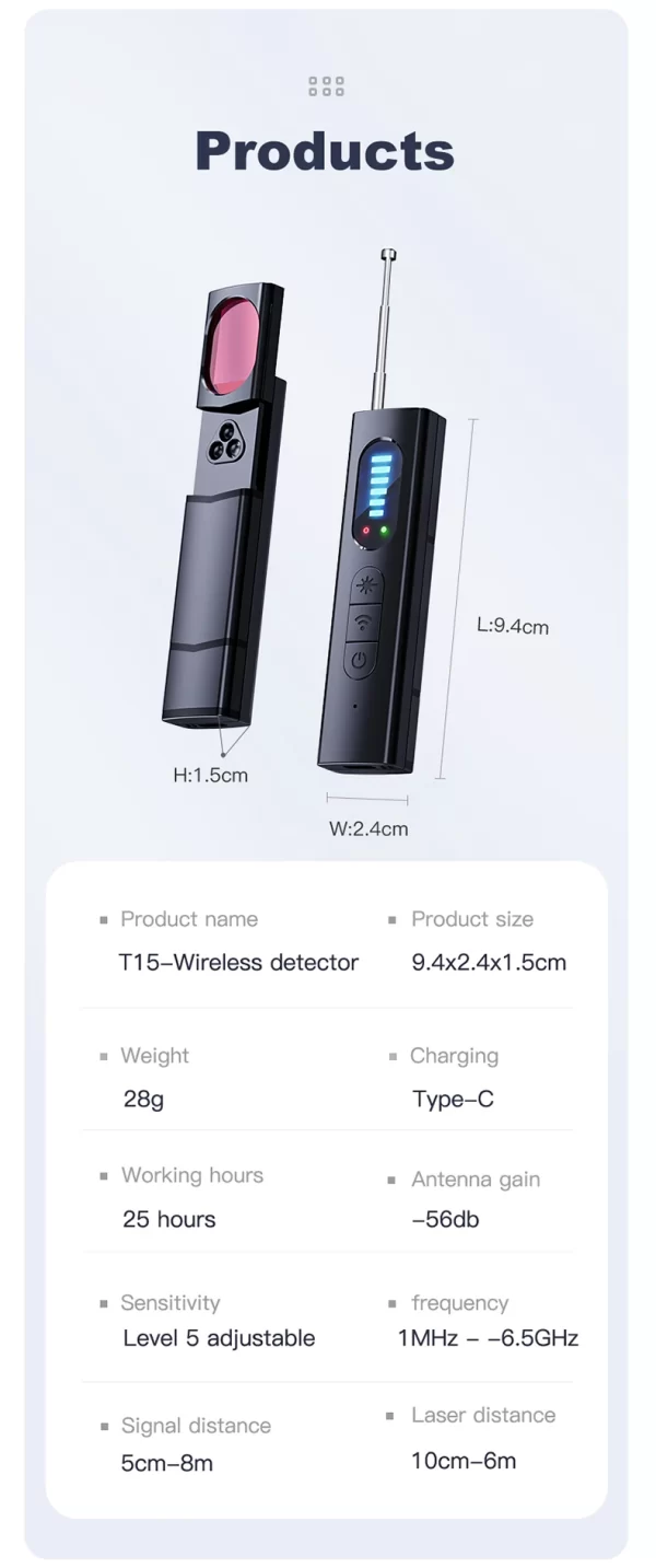 Hidden Camera Detector Anti-Spy Car GPS Tracker Listening Device Bug RF Wireless All Signal Scanner Gadget Security Protection - Image 22
