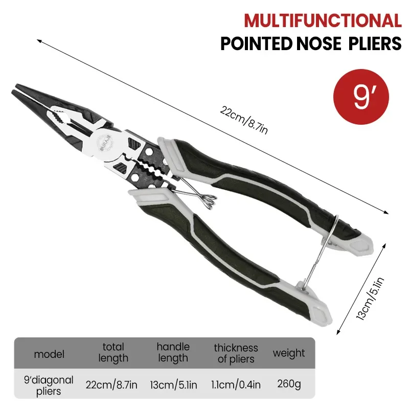AIRAJ Multifunctional Universal Diagonal Pliers Hardware Wire Cutters Professional Electrician Anti Slip - Image 7