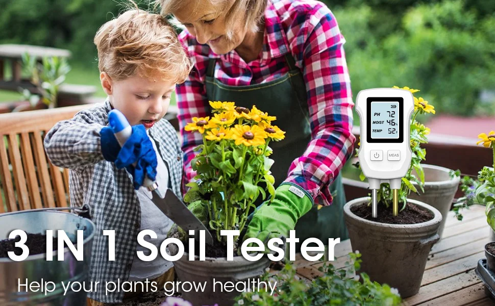 3 in 1 Digital LCD Soil Meter PH/Moisture/Temperature Soil Tester with Backlight for House Plants - Image 7