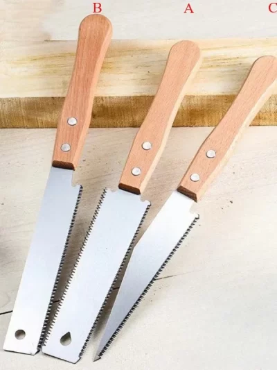 12 Inch Small Hand Saw Flush Cut Woodworking Tool with Straight Wooden Handle Single Edge Pull Saw