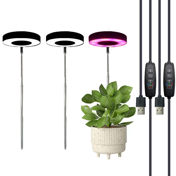 Three color with base plant light Full spectrum LED indoor plant growth light 3/9/12 timing height adjustable 10 levels dimming - Image 2