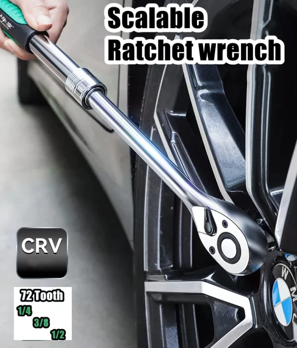 Telescopic Socket Ratchet Wrench for Automotive Repair Adjustable Head - Image 17