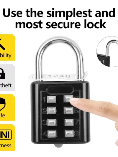 8-digit Combination Outdoor Button Waterproof Fixed Random Code Padlock