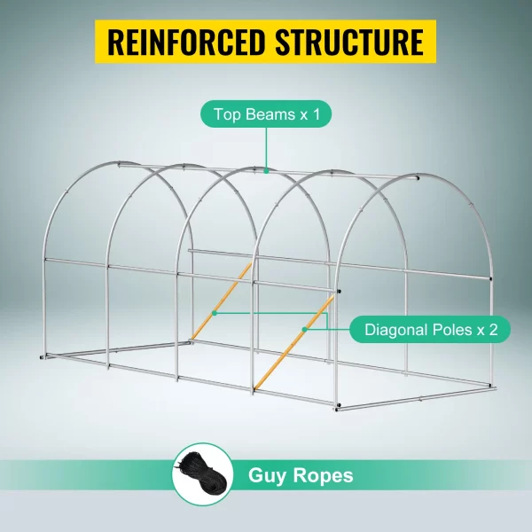 SucceBuy Walk-in Tunnel Greenhouse Galvanized Frame & Waterproof Cover 15x7x7/10x7x7/20x10x7/12x7x7 ft - Image 5
