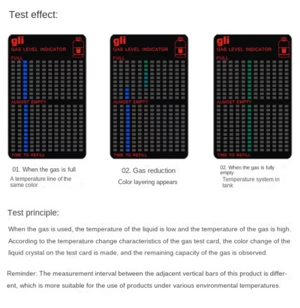 Gas level indicator gas capacity test sticker gas residual pressure gas test card - Image 3