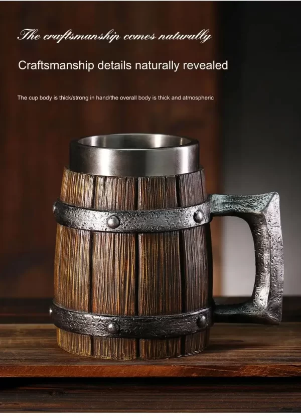 Hot-selling Wooden Barrel Beer mug , Large-capacity  Coffee mug - Image 8