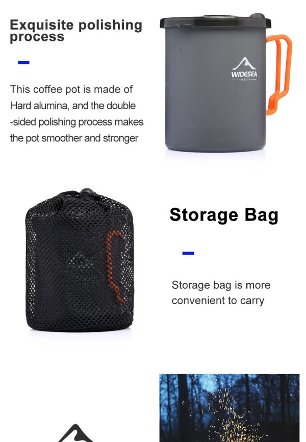 Widesea Camping Coffee Pot with French Press Outdoor Cup Mug Cookware - Image 12